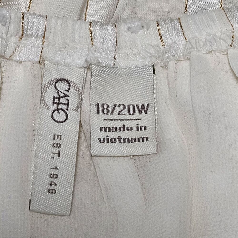Ivory Romantic Blouse Cato Plus Size Women's Peasant Top 18/20 Gold Threads - Picture 7 of 11